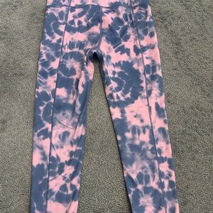 Athleta Pink and Blue Tie-Dye Leggings